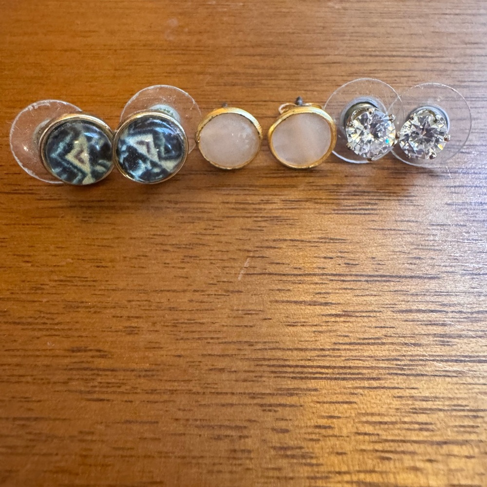 Set of Three Stud Earrings
